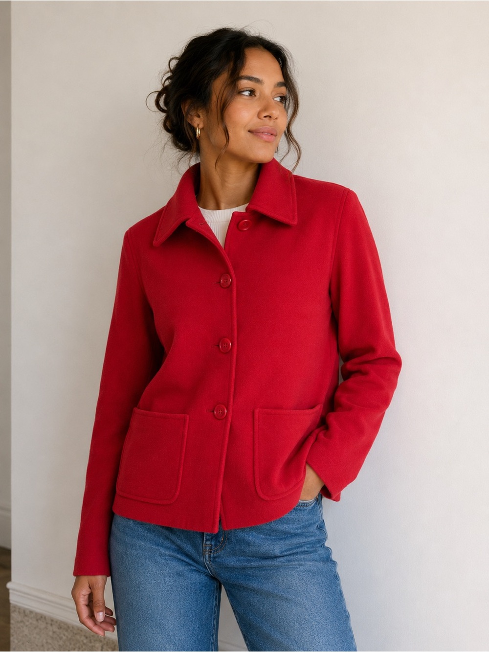 Vintage Jax Separates Red Wool Cashmere Blend Jacket Blazer Made in Canada